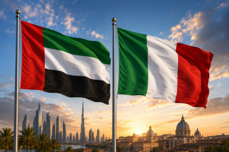 United Arab Emirates and Italy flags displayed side by side