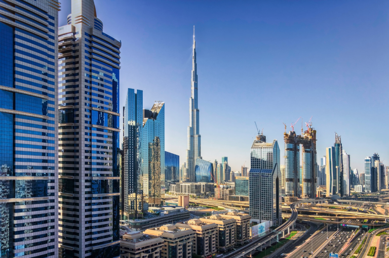 Dubai skyline with Burj Khalifa representing economic resilience and business growth in 2026